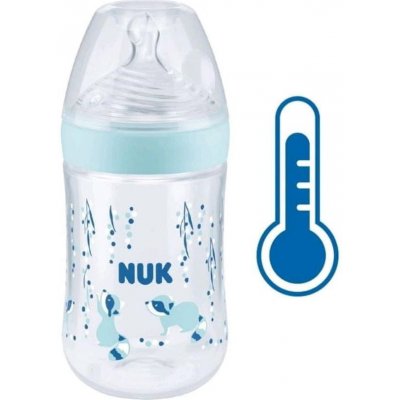 Nuk Kojenecká láhev Nature Sense s kontrolou teploty 260 ml modrá