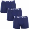 Boxerky, trenky, slipy, tanga Styx 3 Pack pánské boxerky long sportovní guma tmavě modré (3U968)
