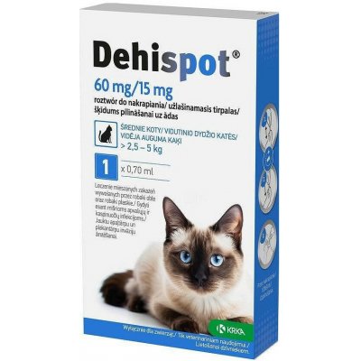 Krka Dehispot (2,5 - 5kg) kapky proti blechám a klíšťatům pro kočky 1 x 0,7 ml – Zbozi.Blesk.cz