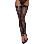 Noir Handmade F243 Tulle Stockings with Patterned Flock Embroidery – Zboží Mobilmania