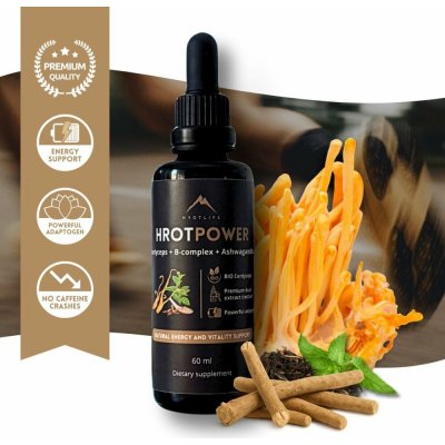 Hrotlife Hrotpower tinktura z Cordyceps + B-komplex + Ashwagandha 60 ml – Hledejceny.cz