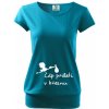 Těhotenské a kojící tričko Bezvatriko tričko s potiskem čáp přiletí tyrkysová