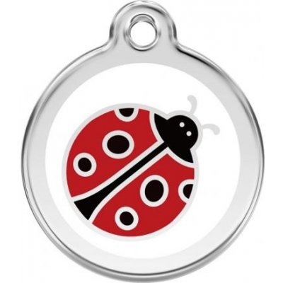 Red Dingo známka Ladybug White Beruška bílá L 37 mm – Zboží Dáma