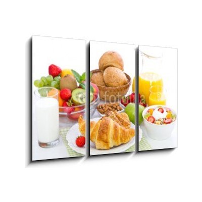 Obraz 3D třídílný - 105 x 70 cm - Healthy breakfast on the table Zdravá snídaně na stole – Hledejceny.cz