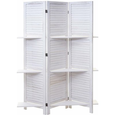 Design-Shop Paraván Shabby vintage s poličkama 170 x 125 cm Bílá / bílá – Zboží Dáma
