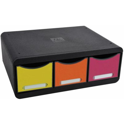 Exacompta A4+ box nízký 3 zásuvky černý / barevný