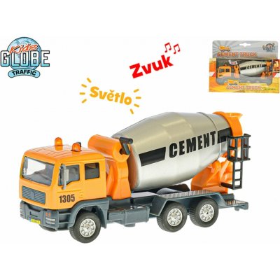 Mikro trading Auto domíchávač kov 15,5 cm na zpětný chod na baterie se zvukem se světlem v krabičce – Zboží Dáma