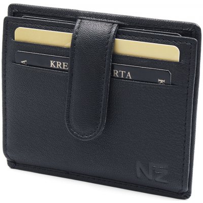 Nivasaža Černé kožené pouzdro na karty Nivasaža praktické N102 – Zboží Mobilmania