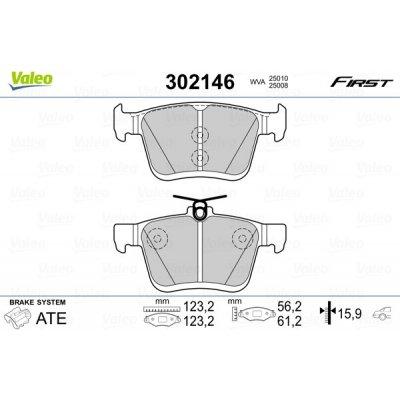 VALEO Sada brzdových destiček, kotoučová brzda 302146 – Zboží Mobilmania