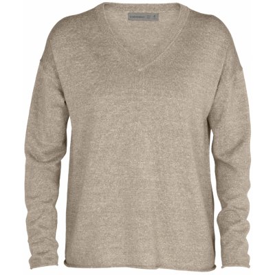 ICEBREAKER dámský svetr Wmns Flaxen LS V Sweater British Tan Hthr – Zboží Dáma