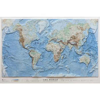 L.A.C. Svět - plastická mapa 97x65 cm Varianta: bez rámu, Provedení: plastická mapa