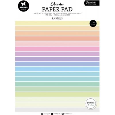 Blok barevných papírů Studio Light, A4, 36 l. - pastelové barvy – Zboží Mobilmania