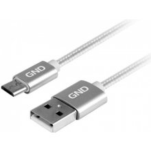 GND MICUSB100MM08 USB / micro USB, opletený, 1m, titanium