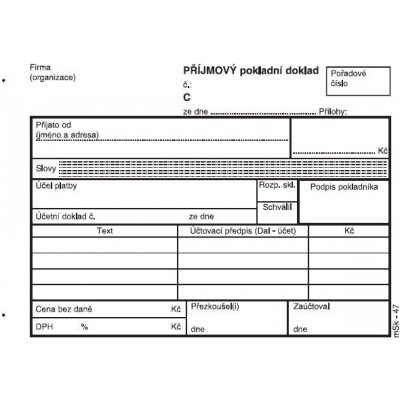 MSK 47 Příjmový pokladní doklad – Sleviste.cz