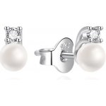 Agato Drobné stříbrné náušnice s perlou a zirkony AGT-E241PW-P4 – Zboží Dáma