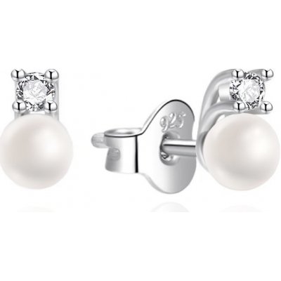 Agato Drobné stříbrné náušnice s perlou a zirkony AGT-E241PW-P4 – Zboží Dáma