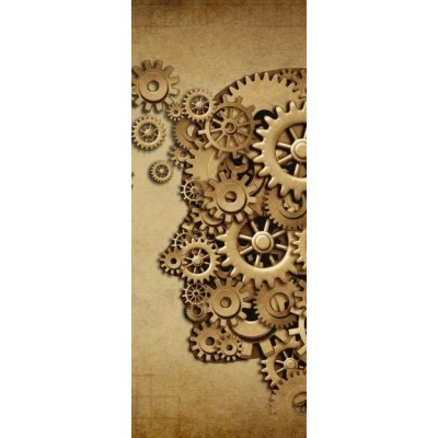 WEBLUX 36561662 Samolepka na lednici fólie Human brain function grunge with gears Grunge lidské mozkové funkce s ozubenými koly rozměry 80 x 200 cm – Zboží Mobilmania