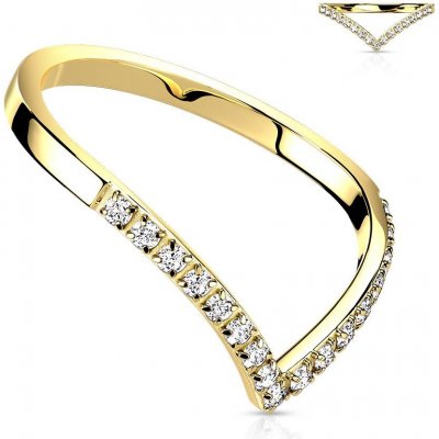 Šperky4U ocelový prsten špička s čirými zirkony OPR1870GD