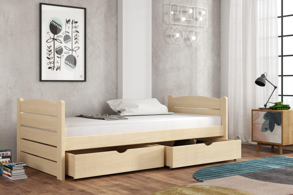 DP - Detske postele Ulla 11 borovice masiv s úložným prostorem Barva Bílá