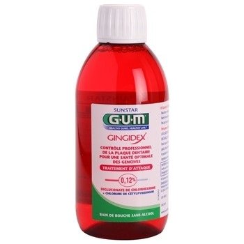 G.U.M Gingidex 0,12% ústní voda proti zubnímu plaku a pro zdravé dásně bez alkoholu (0,12% Chloorhexidine Digluconaat + Cetylpyridinium Chloride) 300 ml