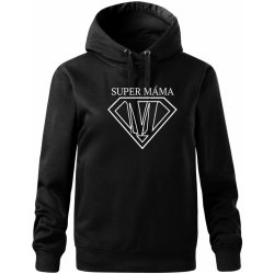 Super Máma logo Oversized mikina dámská Moon kratší + širší Černá