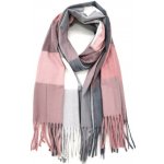 Classic Scarf dámská růžová šedá bílá kostkovaná – Zboží Dáma