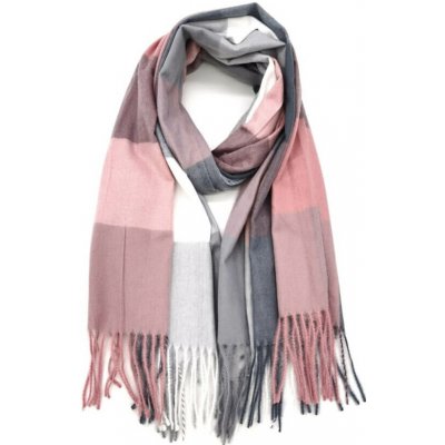 Classic Scarf dámská růžová šedá bílá kostkovaná – Zboží Dáma