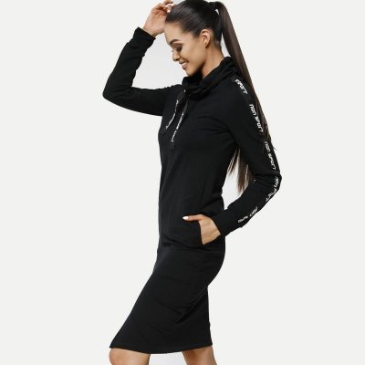 NDN Sportovní mikinové šaty SANTAL X053 černá – Zboží Mobilmania