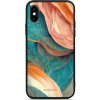 Pouzdro a kryt na mobilní telefon Apple Pouzdro Mobiwear Glossy Apple iPhone X - G025G - Azurový a oranžový mramor