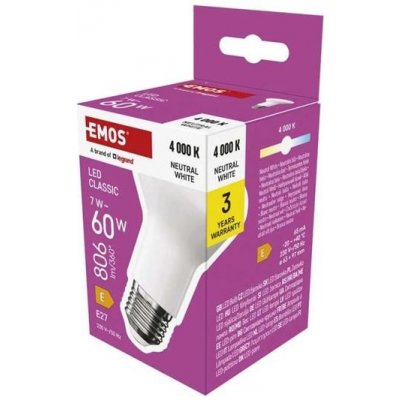Emos LED žárovka Classic R63 E27 7 W 60 W 806 lm neutrální bílá 1525733487 – Hledejceny.cz
