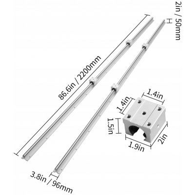 SucceBuy Lineární vedení 220 cm SBR 2 Vodící lišty a 4 Kluzné bloky – Hledejceny.cz