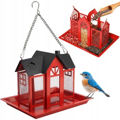 Bedee Závěsné krmítko pro ptáky 25 x 20 x 17 cm červené – Hledejceny.cz