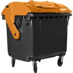 Naodpad Plastový kontejner 1 100 l černý, oranžové kulaté víko – Zboží Mobilmania