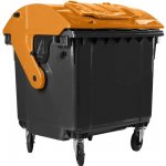 Plastik Gogić Plastový kontejner 1100 l černý, oranžové kulaté víko