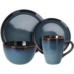 EXCELLENT HOUSEWARE Jídelní sada talířů JERSEY kamenina modrá 16 ks – Hledejceny.cz