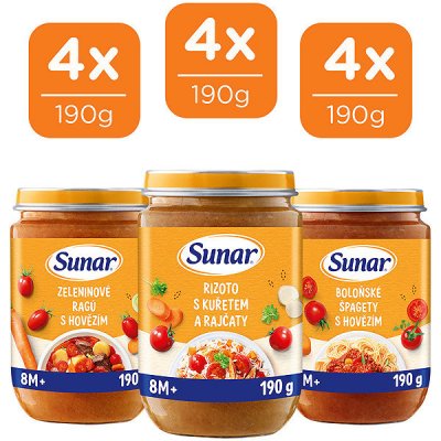 Sunar masozeleninový mix příchutí 8m+ 12 x 190 g – Zboží Dáma