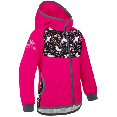 Unuo dětská softshellová bunda bez zateplení Basic Fuchsiová Jednorožci – Zbozi.Blesk.cz