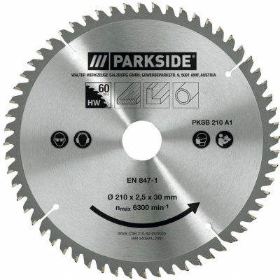 PARKSIDE Pilový kotouč, 210 mm PKSB 210 A1 (60 zubů) – Hledejceny.cz