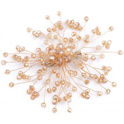 Stoklasa brož se skleněnými broušenými korálky Hand made 2 colorado topaz zlatá – Zboží Dáma