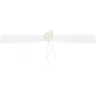 PartyDeco Šerpa na svatební auto bílá s ivory kvítky – Zboží Dáma