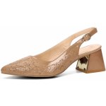 ETIMEĒ dámské elegantní lodičky s otevřenou patou hnědé – Sleviste.cz