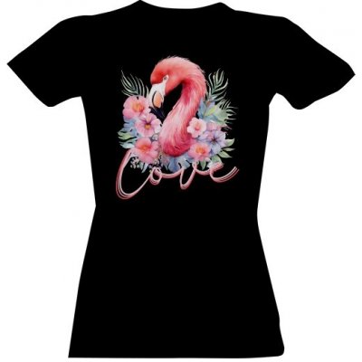 Tričko s potiskem Plameňák LOVE dámské Černá – Zbozi.Blesk.cz