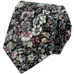 Pánská bavlněná kravata s šedo růžovými květy černá – Hledejceny.cz