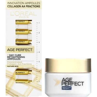 L'Oréal Paris Age Perfect 7 Day Cure Retightening ampules set pro ženy pleťové sérum 7x1 ml + noční pleťový krém 50 ml