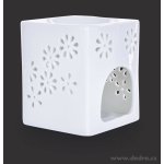 Lumora keramická aroma lampa s perforací bílá krychle s lesklou glazurou – Zboží Dáma