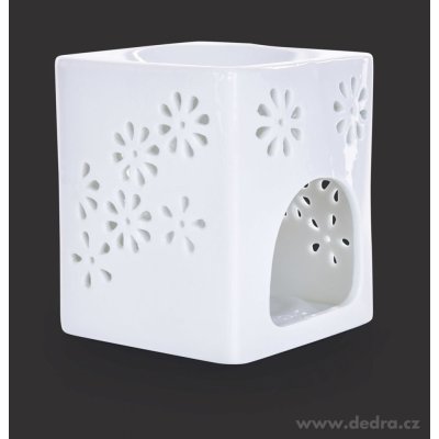 Lumora keramická aroma lampa s perforací bílá krychle s lesklou glazurou – Zboží Dáma