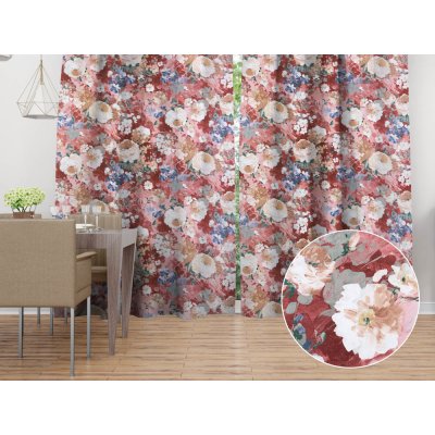 Biante Dekorační závěs PM-054 Malované květy na růžovém 145x190 cm – Hledejceny.cz