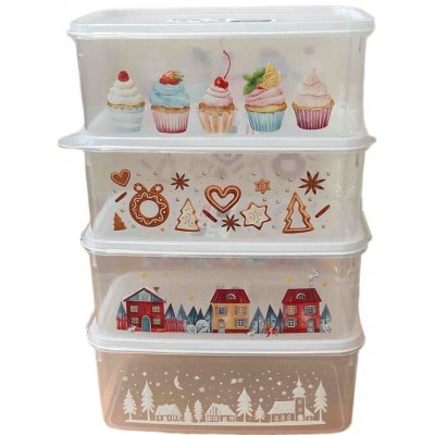 MIRA plast Box na cukroví transparentní dekory mix 2,5 l 23 x 15 x 9 cm – Zboží Mobilmania