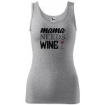 Dobrý Triko dámské tílko s potiskem Mama needs wine Tmavě šedý melír – Zboží Dáma
