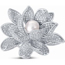 JwL Luxury Pearls překrásná brož s perlou 2v1 lotosový květ JL0697
